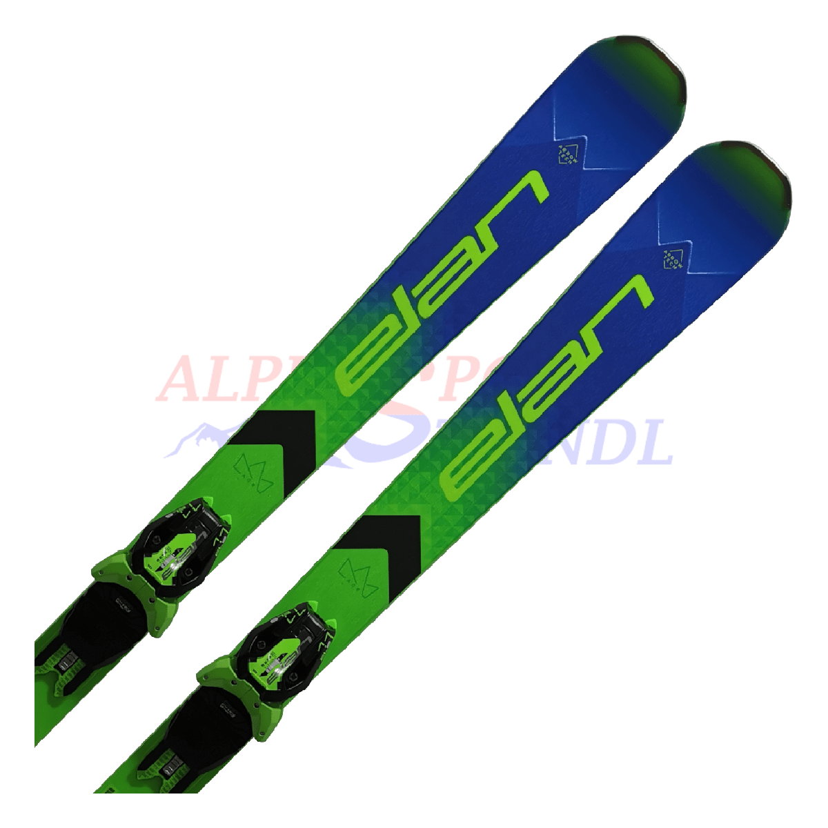 Elan ACE SLX Pro PowerShift aus dem Jahre 2023/24 in der Farbe Blau-Grün, Ansicht des oberen Teils des Skis