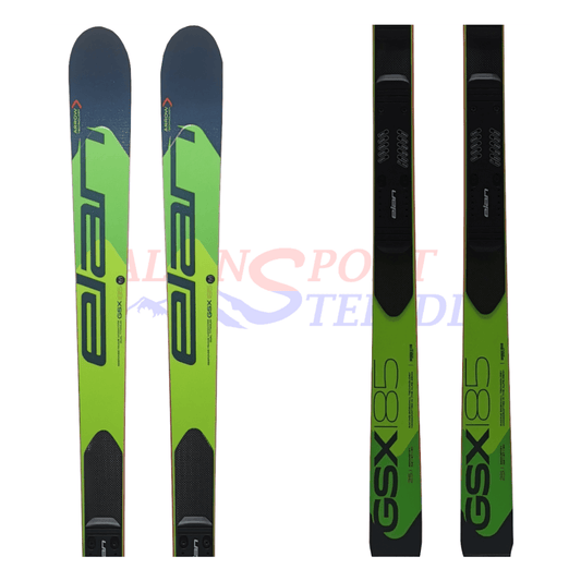 Elan GSX Master mit Teamplatte aus dem Jahre 2018/19 in der Farbe Grün-Schwarz, Ansicht des ganzen Skis