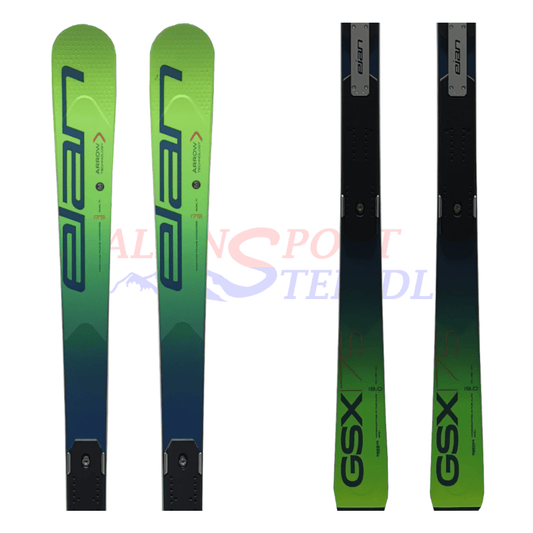 Elan GSX Master mit Rennplatte aus dem Jahre 2019/20 in der Farbe Grün, Ansicht des ganzen Skis