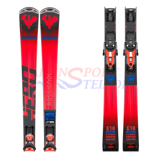 Rossignol Hero Elite LT TI aus dem Jahre 2023/24 in der Farbe Rot-Schwarz, Ansicht des ganzen Skis