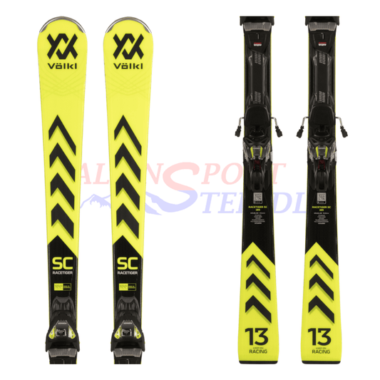 Völkl Racetiger SC yellow aus dem Jahre 2023/24 in der Farbe Gelb, Ansicht des ganzen Skis