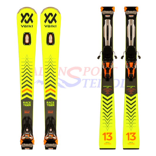 Völkl Racetiger SL 3D UVO aus dem Jahre 2021/22 in der Farbe Gelb, Ansicht des ganzen Skis