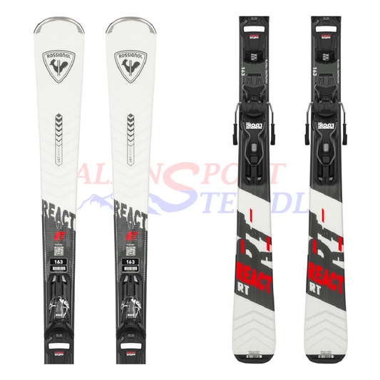 Rossignol React RT aus dem Jahre 2023/24 in der Farbe Weiß-Schwarz-Rot, Ansicht des ganzen Skis