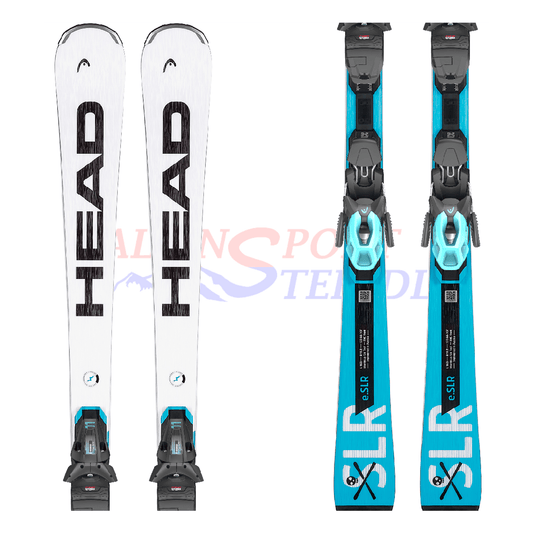 Head Worldcup Rebels e.SLR SW LYT aus dem Jahre 2023/24 in der Farbe Weiß-Blau, Ansicht des ganzen Skis