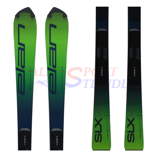 Elan SLX Junior mit Teamplatte aus dem Jahre 2019/20 in der Farbe Grün, Ansicht des ganzen Skis