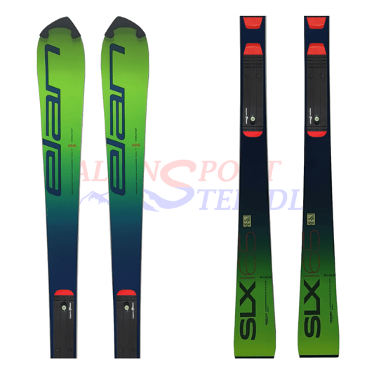 Elan SLX WC FIS mit Tyroliaplatte aus dem Jahre 2019/20 in der Farbe Grün, Ansicht des ganzen Skis