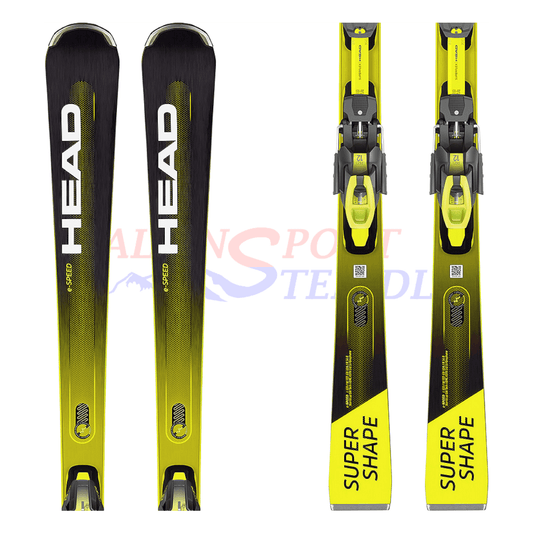 Head Supershape eSpeed aus dem Jahre 2022/23 in der Farbe Gelb-Schwarz, Ansicht des ganzen Skis